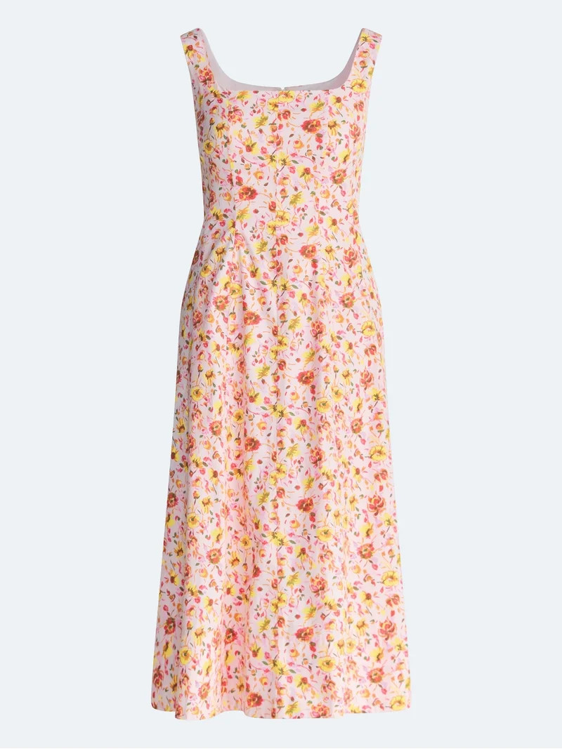 Free Assembly Women's and Women's Plus Square Neck Cotton Midi Panel Dress, Sizes XS-4X | Walmart (US)