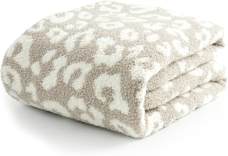 David's Home 100% Chenille Throw Blanket Leopard Knitted, Ultra Soft Lightweight Cozy Warm Fuzzy ... | Amazon (US)