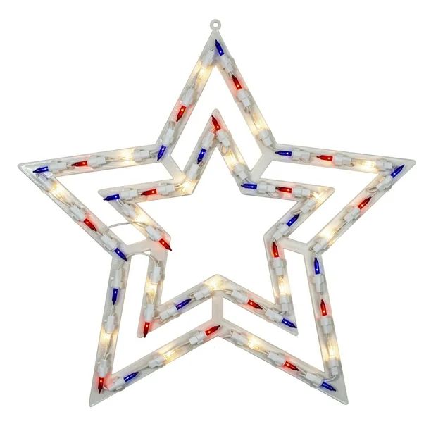 17" Lighted Red White and Blue Patriotic Star Window Silhouette Decoration | Walmart (US)