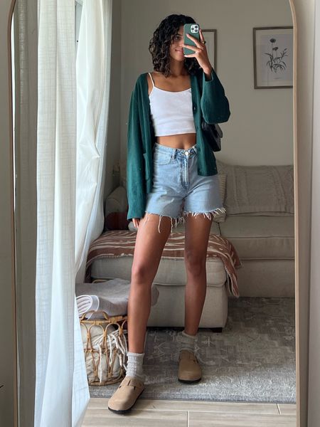 fall outfit for Florida

*white tank is princess Polly 

denim shorts, quality denim, long denim shorts, light denim shorts, green cardigan, first green chunky cardigan, fall sweater, fall cardigan chunky knit, knit socks, Boston birks, Boston Birkenstocks dupes, clogs, comfy clog slippers 