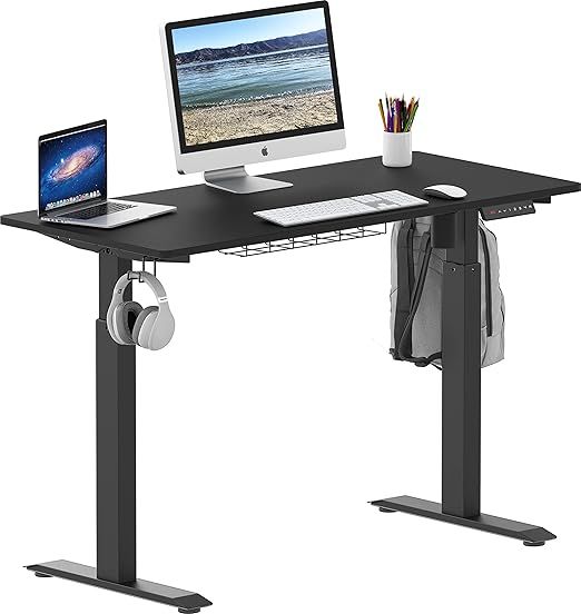 SHW Memory Preset Electric Height Adjustable Standing Desk, 48 x 24 Inches, Black | Amazon (US)
