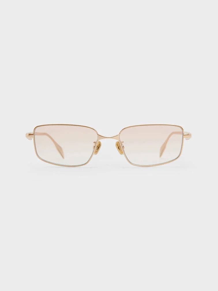 Celestia Rectangular Sunglasses - Light Gold | Charles & Keith AU