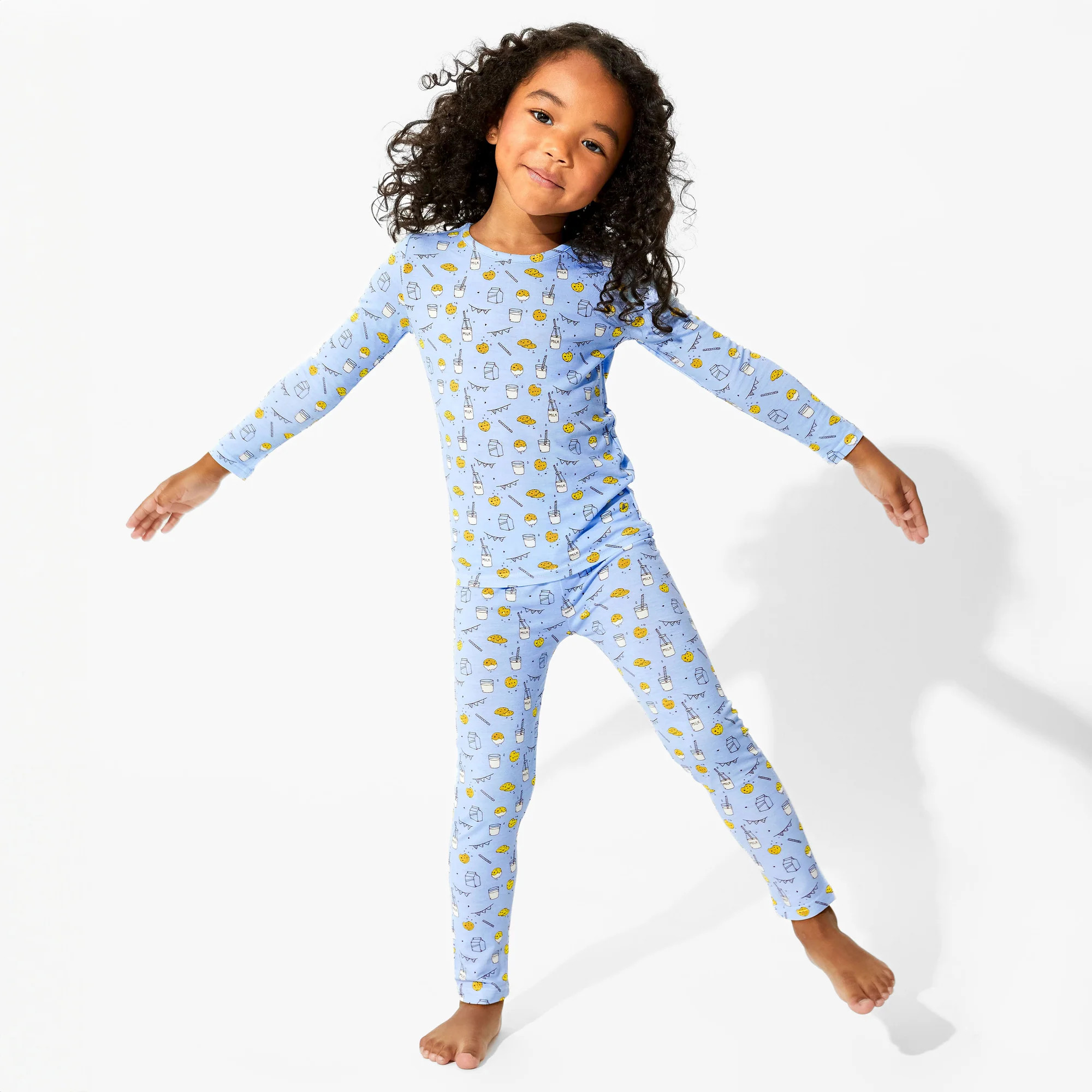 Milk & Cookies Blue Bamboo Kids Pajamas | Bellabu Bear