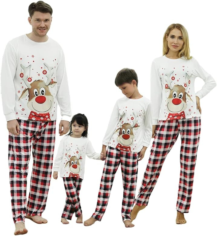 Kouric Pijamas Navidad Familia Conjunto, Pijamas Familia de Manga Larga, Linda Blusa con Estampad... | Amazon (ES)