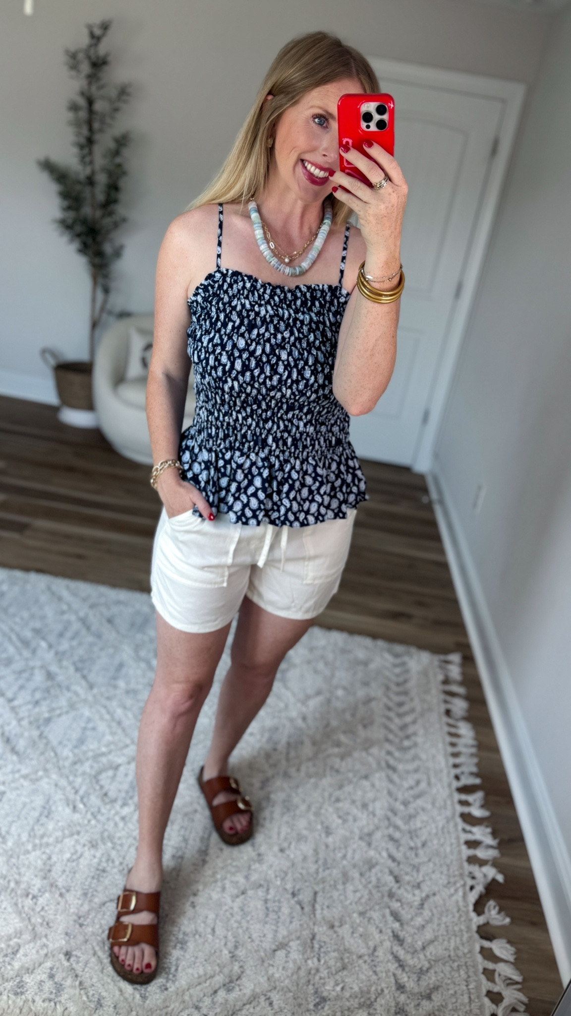 Daily try on, Walmart outfit, Walmart fashion, Walmart try on, time and tru, smocked tank, white shorts

#LTKmomlife #LTKootd