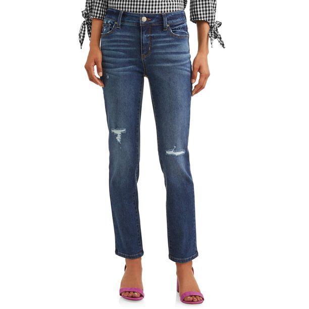 Time and Tru Women's Core Modern Mid-Rise Straight Jean - Walmart.com | Walmart (US)