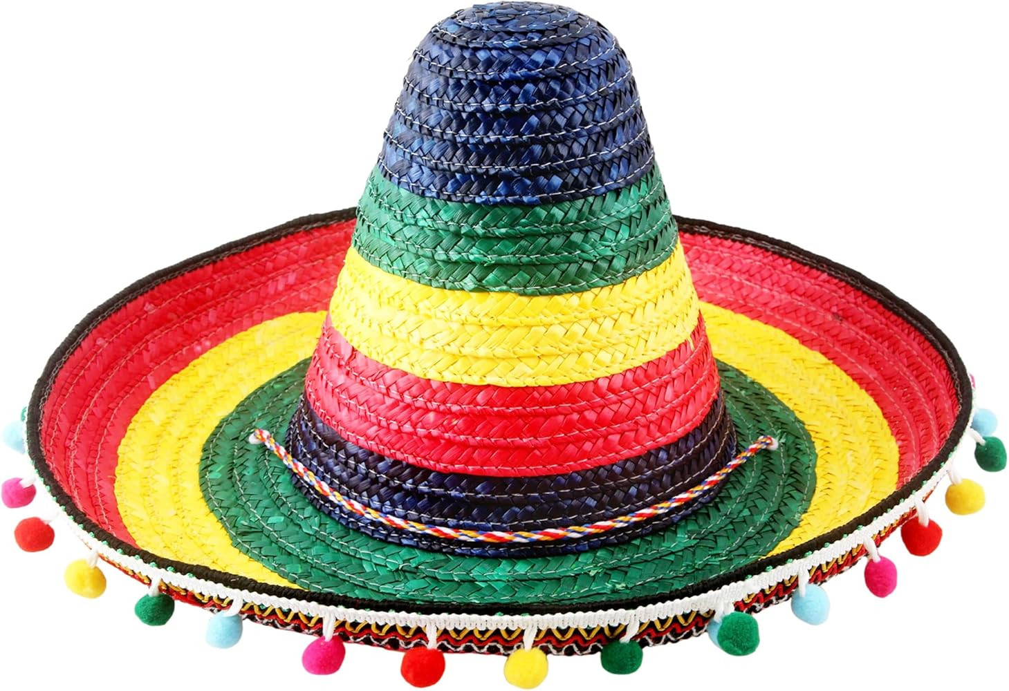 Mexican Sombrero Hat Giant Straw Farbic Sombrero Hat Cinco de Mayo Fiesta Headband with Serape Tr... | Amazon (US)
