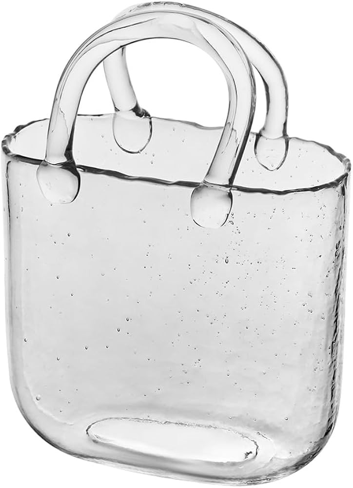 1Pcs Clear Glass Bag Vase for Flowers - Handmade Glass Purse Vase, Ideal for Centerpieces - Styli... | Amazon (US)