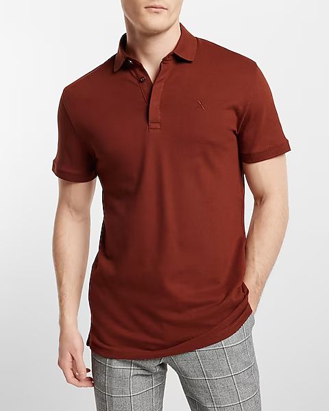 Solid Embroidered Logo Moisture-Wicking Luxe Pique Polo | Express