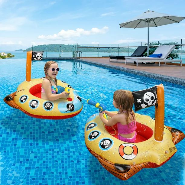 HopeRock Inflatable Pirate Boat Pool Float for Kids with Built-in Squirt Gun, Inflatable Ride-on ... | Walmart (US)