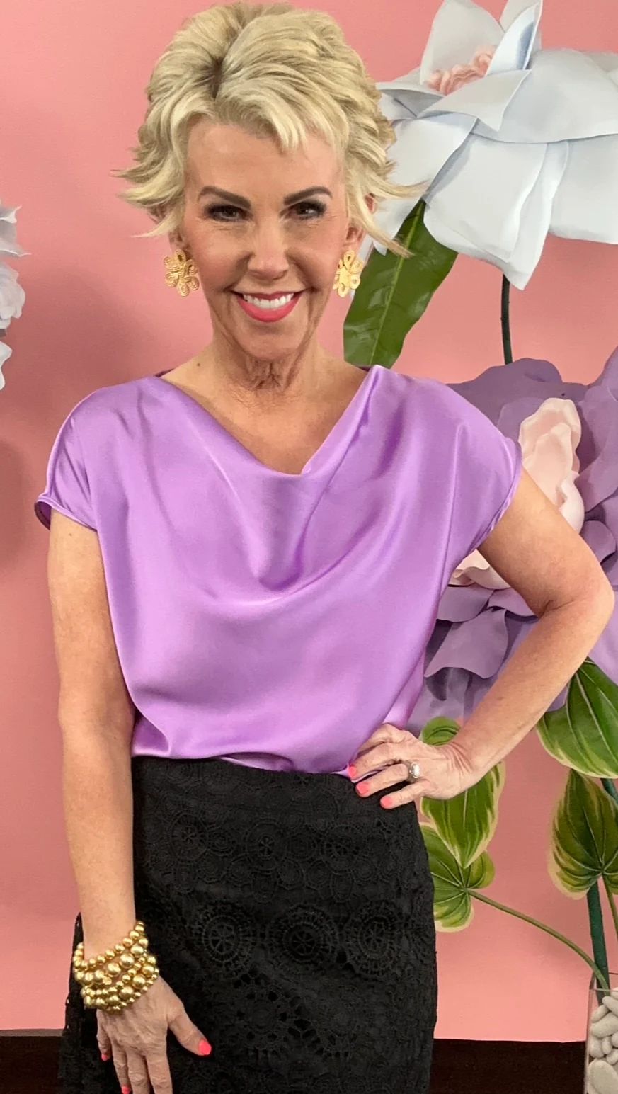 Lovely Lavender Satin Top | Peppered with leopard