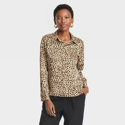 Women's Long Sleeve Satin Button-Down Shirt - A New Day™ | Target