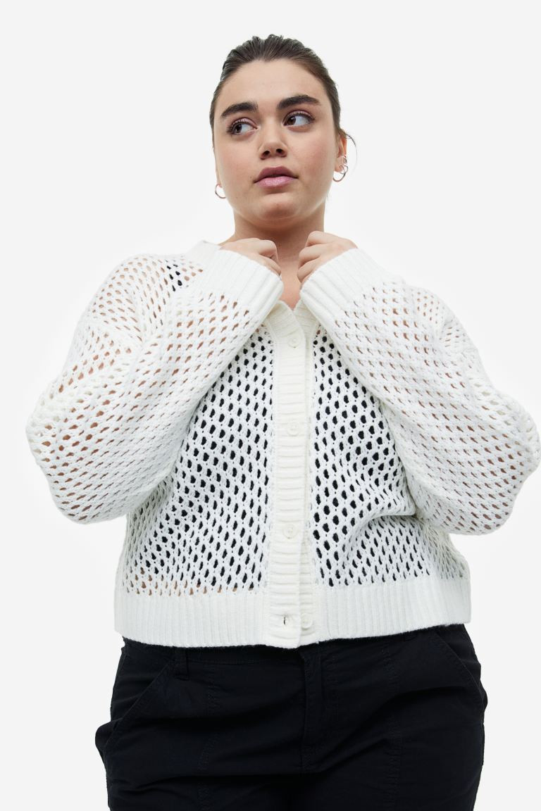 H&M+ Hole-knit Cardigan - Cream - Ladies | H&M US | H&M (US + CA)