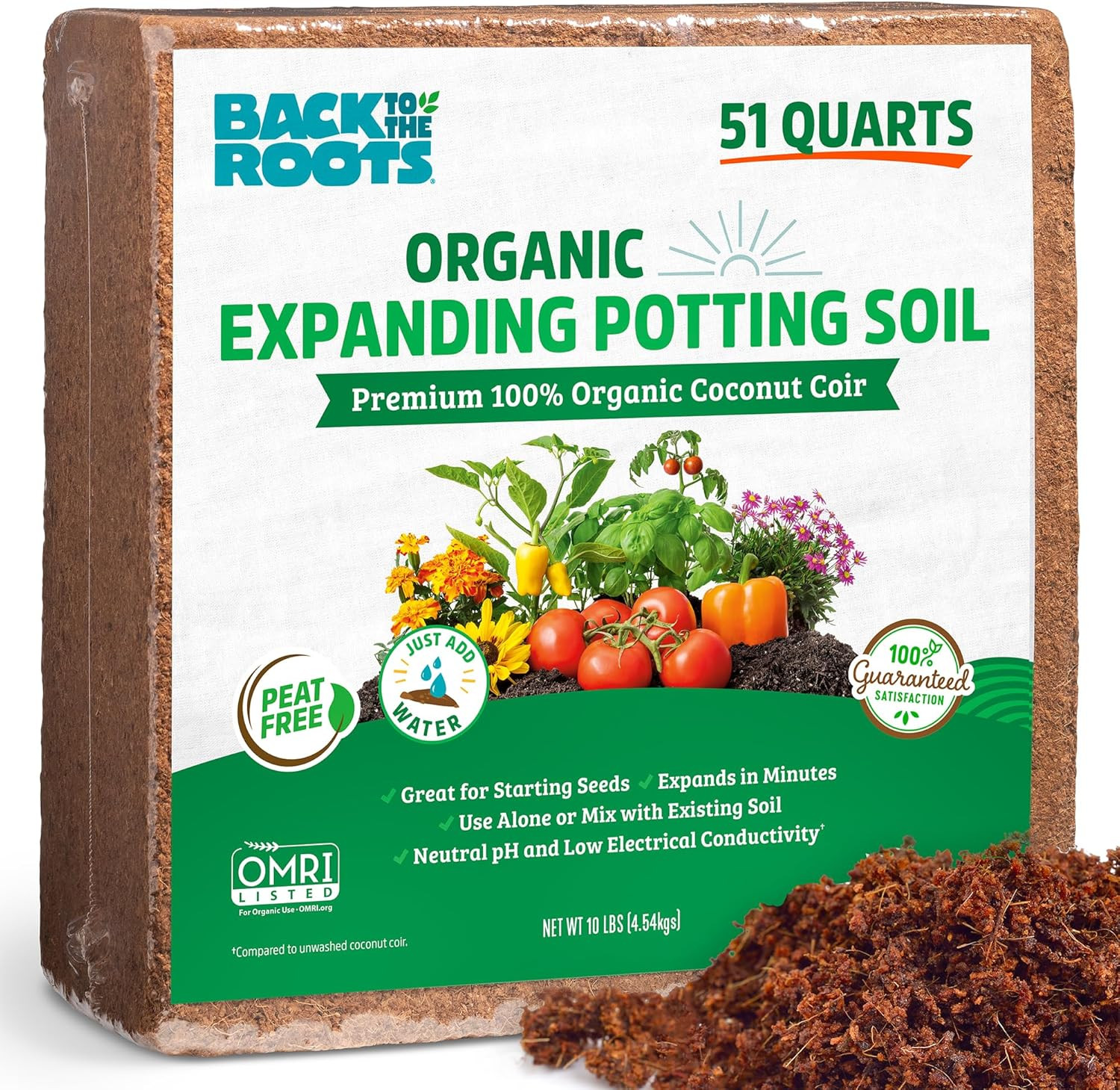 Back to The Roots Organic Coir, 51 Quart Expanding Soil, Great for Seeds and Potting | Amazon (US)