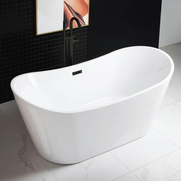 B0017 -C-Drain &O 71" x 31.5"  Freestanding Soaking Acrylic Bathtub | Wayfair Professional