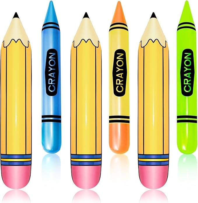 6 Pieces Inflatable Crayon Pencil Balloon Set Multicolor Back to School Party School Decoration f... | Amazon (US)
