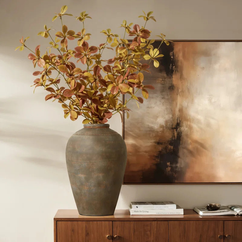 LuxenHome Rustic Brown Terracotta 14.6-Inch Tall Urn Vase & Reviews | Wayfair | Wayfair North America