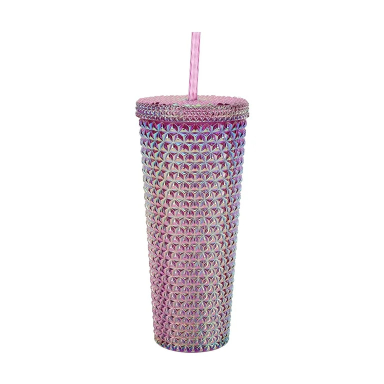Way to Celebrate Halloween 26 oz Plastic Double Wall Insulated Iridescent Textured Tumbler with S... | Walmart (US)