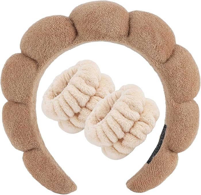 Zkptops Spa Headband for Washing Face Wristband Set Sponge Makeup Skincare Terry Cloth Bubble Sof... | Amazon (US)