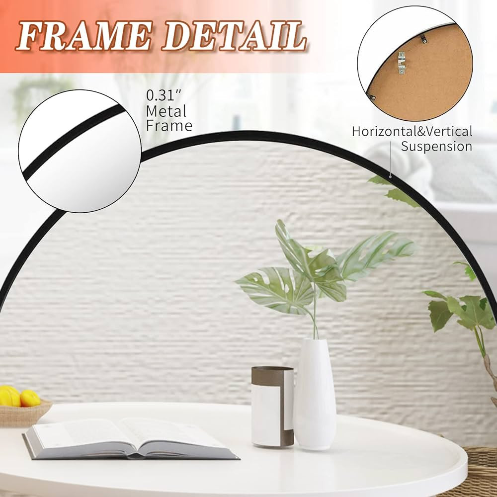 Oval Mirror for Bathroom, 20" x 40" Wall Mirrors with Brushed Metal Frame, Hang Horizontally or V... | Amazon (US)