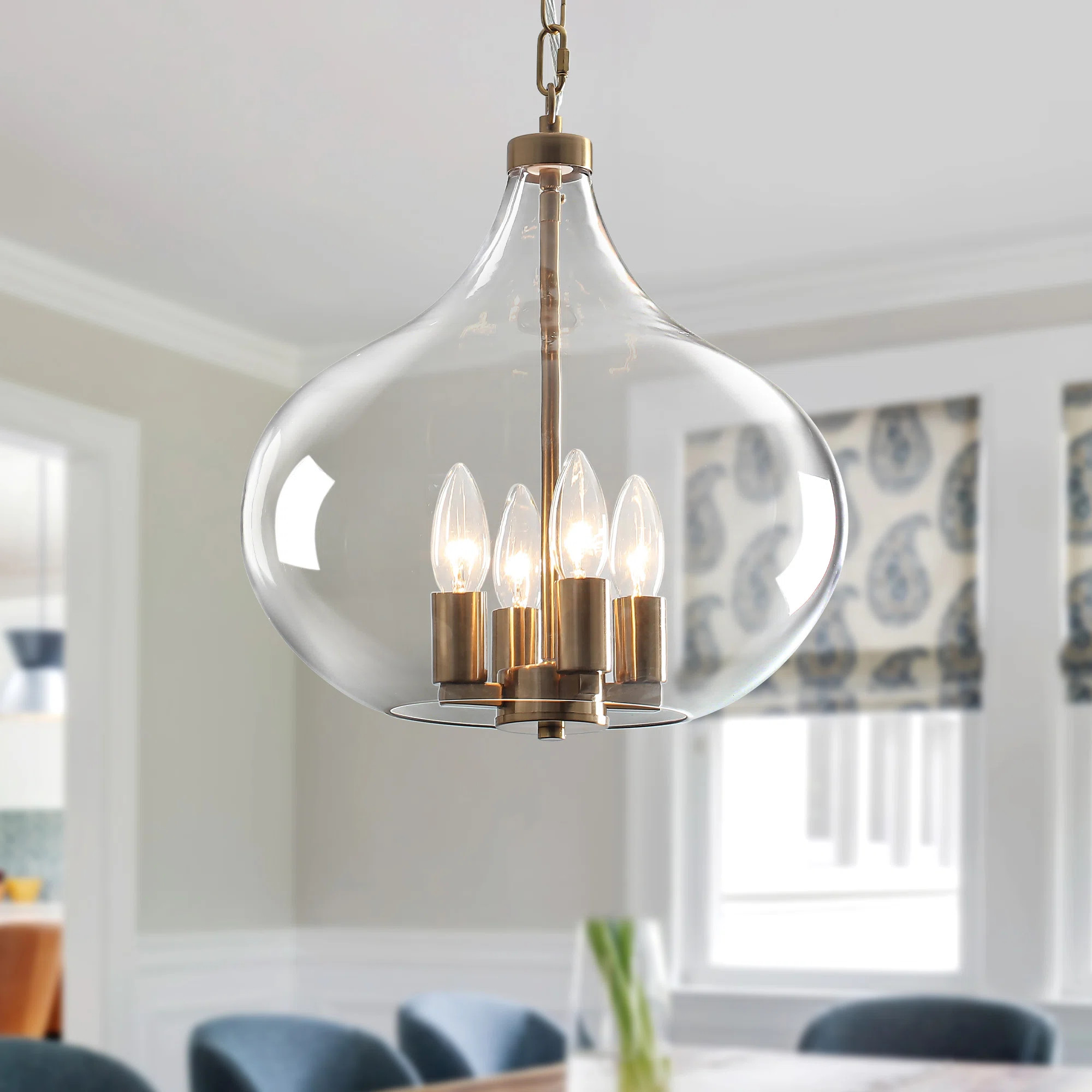 4 - Light 13.39" Dimmable Modern Farmhouse Kitchen Island Pendant Light With Clear Glass Shade Fo... | Wayfair North America