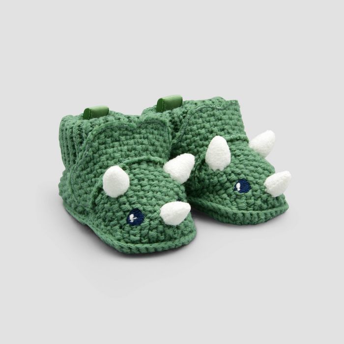Baby Boys' Dino Knit Slippers - Just One You® made by carter's Green Newborn | Target