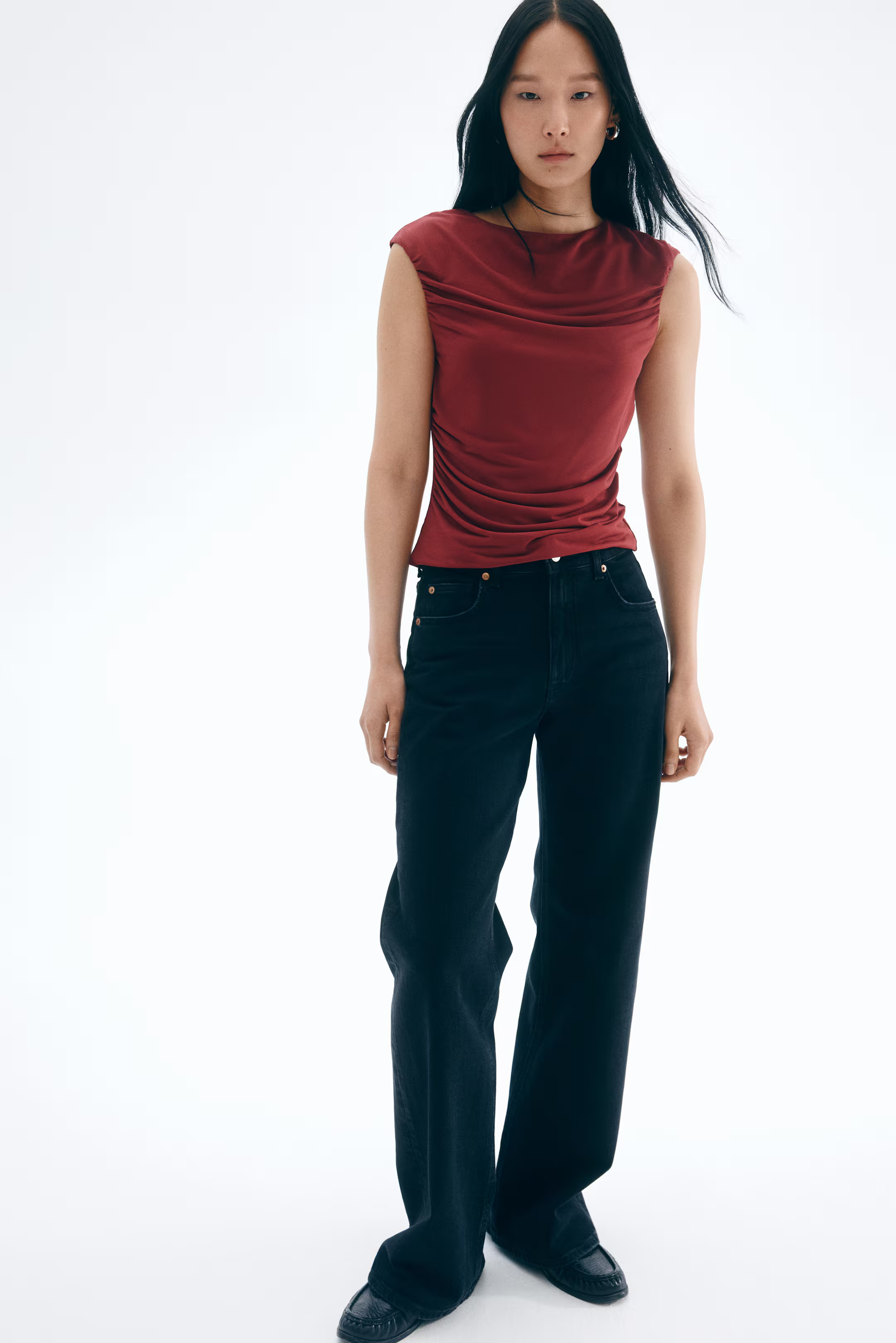 Draped Cap-Sleeved Top | H&M (US + CA)