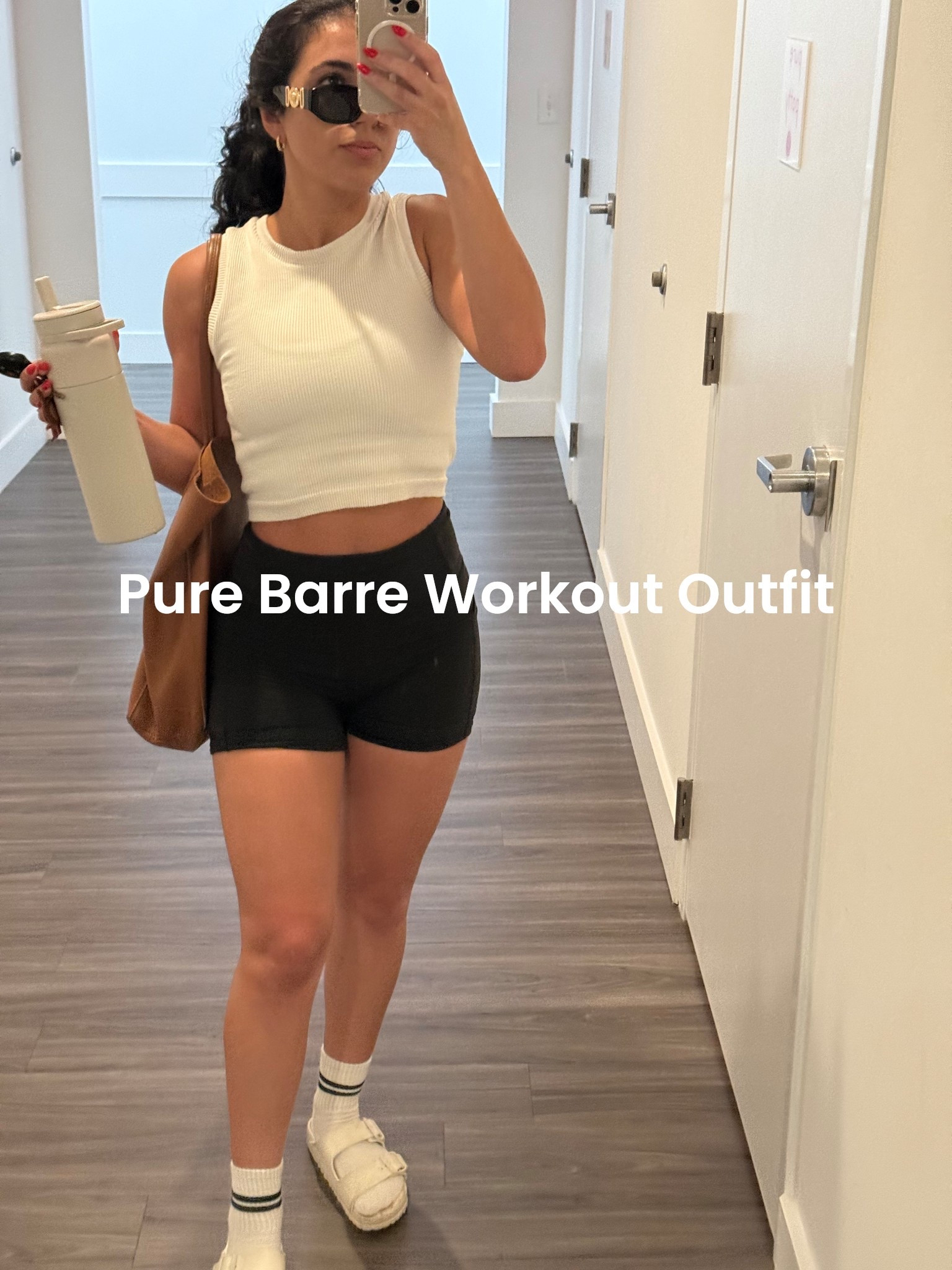 Barre workouts are a combination of ballet, yoga, and pilates. They work your body through compounding muscle movement and focus on balance and spinal alignment! 

It’s important to have breathable yet form fitting workout gear during a barre workout. 

I love wearing a tight tank, medium support sports bra, leggings or bike shorts, and grippy socks are a must! And don’t forget a water bottle with a straw for quick sips in between sets 🤍

#LTKfitnessgoals #LTKFindsUnder50 #LTKActive