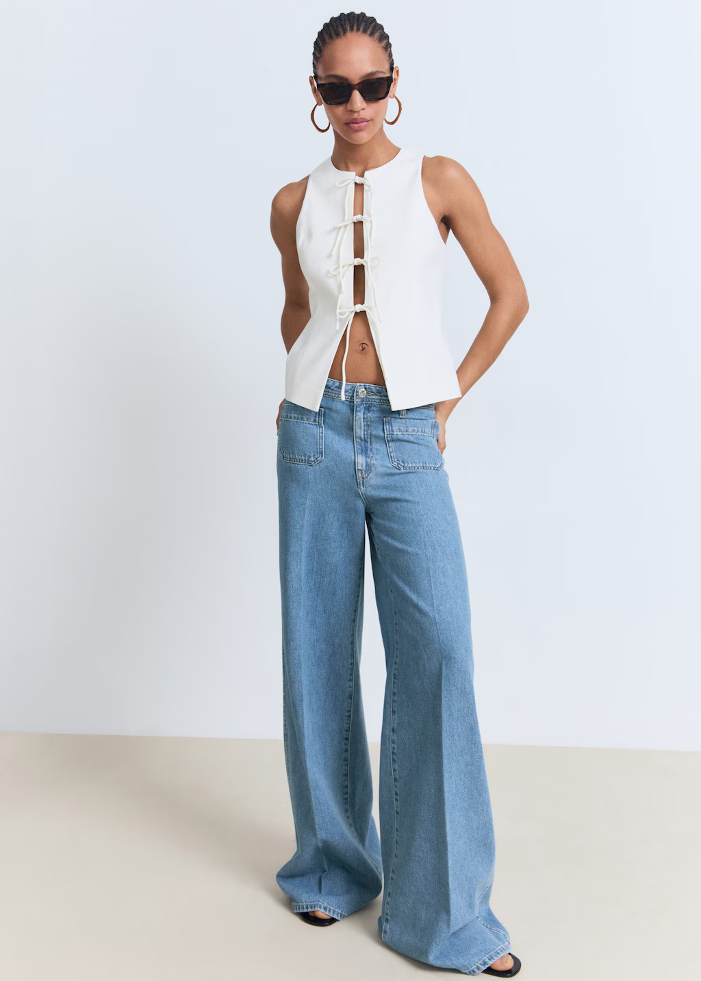 High-rise wide leg jeans with pockets medium blue - Woman - 6 - MANGO | Mango (US/MX/AU)