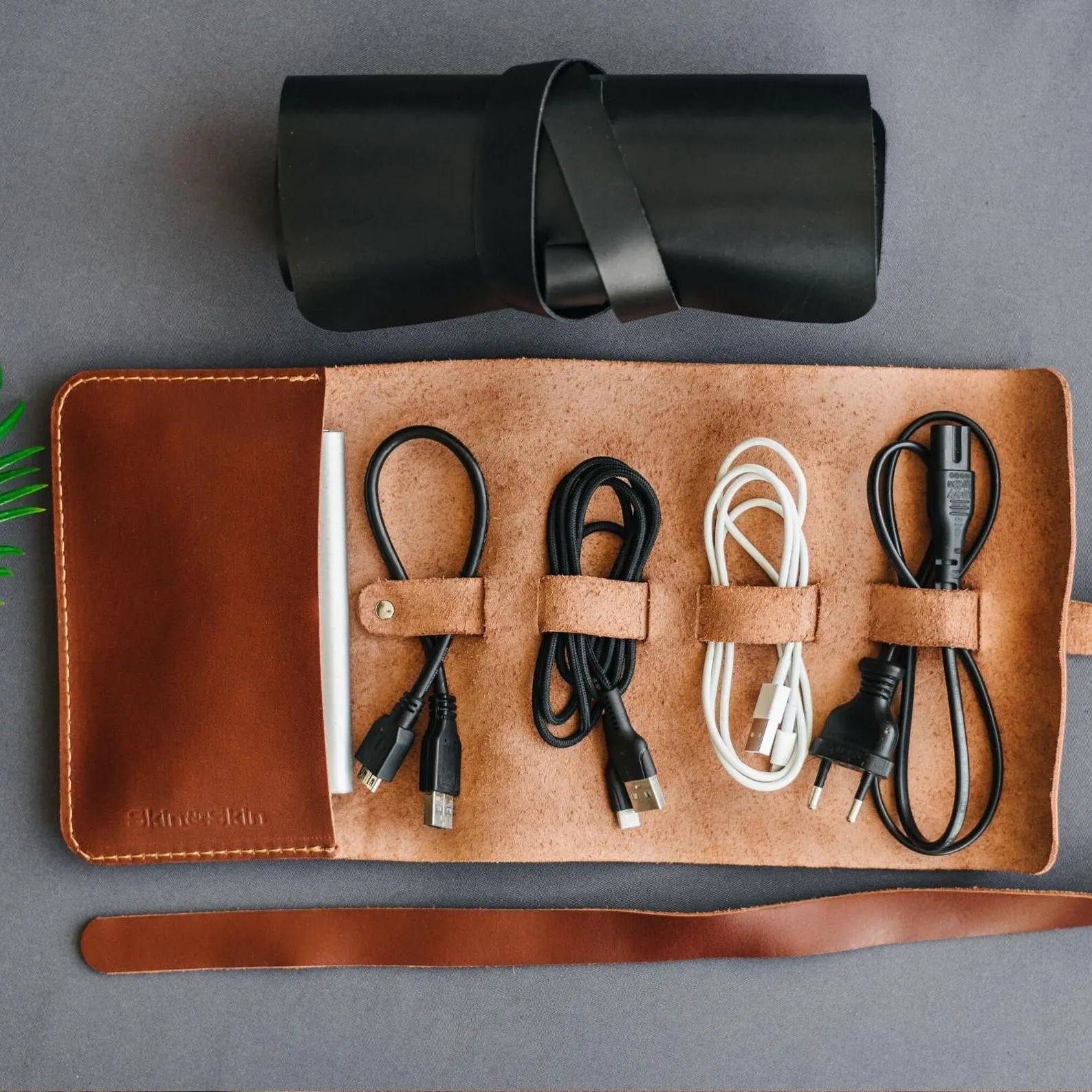 Personalized Leather Cord Organizer, Travel Cord Organizer, Custom Cable Roll, Accessories Pouch,... | Etsy (US)