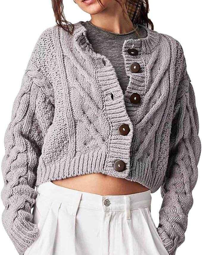 Free People dupes Bonfire Cardi Wooden Buttons Open Front Cardigan Sweater FP Dupes Casual Sweate... | Amazon (CA)