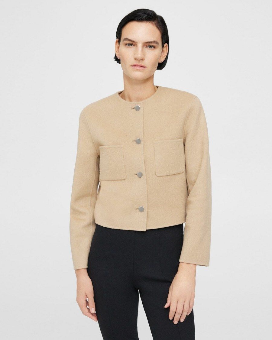 Cropped Jacket in Double-Face Wool-Cashmere | Theory