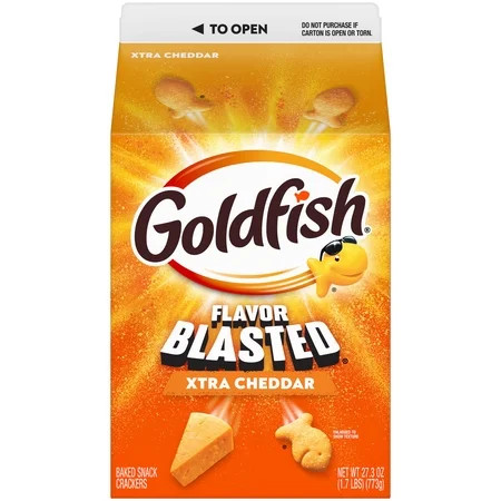Goldfish Flavor Blasted Xtra Cheddar Cheese Crackers, 27.3 oz Carton | Walmart (US)
