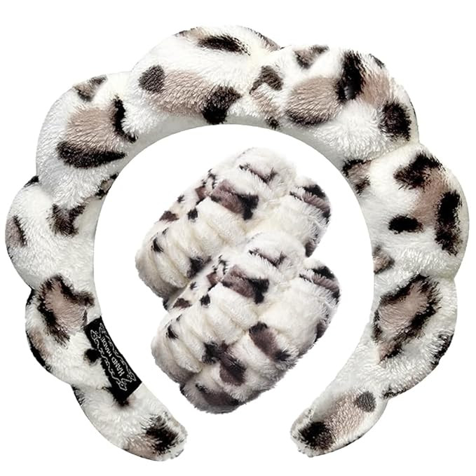 Spa Headbands for Washing Face Wristband Set Sponge Makeup Skincare Headband Wrist Towels Bubble ... | Amazon (US)