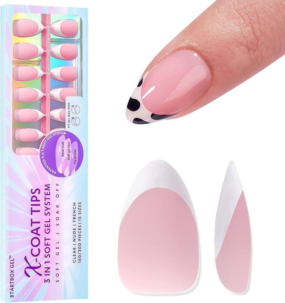 BTArtboxnails Soft Gel Nail Tips - 150pcs Short Almond French Tip Press on Nails Pink Acrylic Nai... | Amazon (US)