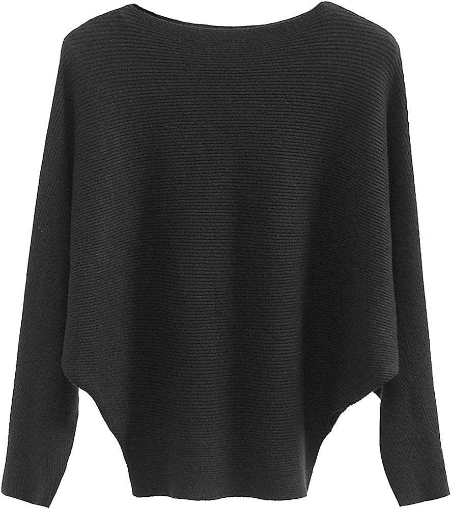 GABERLY Boat Neck Batwing Sleeves Dolman Knitted Sweaters and Pullovers Tops for Women | Amazon (US)