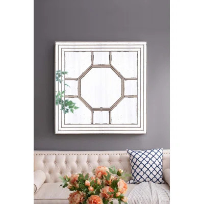 48"x48" Antique Style Decorative Square Wall Mirror with Mirrored Frame, Wall Decor for Living Room Entryway, Console Lean Against Wall | Wayfair North America