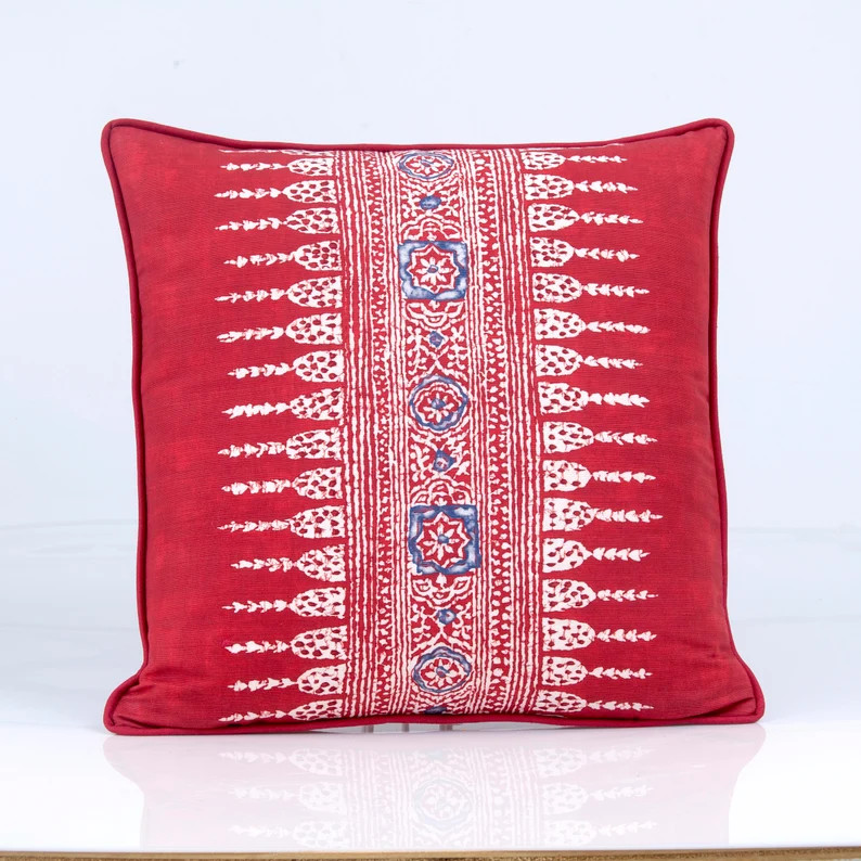 Javanese Strip pillow cover,  Thibaut, Anna French pillow cover, red accent pillow, red lumber pi... | Etsy (US)