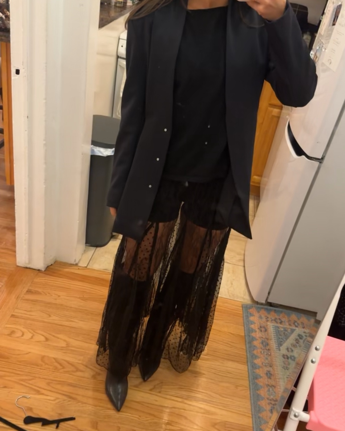 Layers!! Wearing a size L in cashmere sweater for oversized look. Skirt is out of stock on ASOS so linked similar 