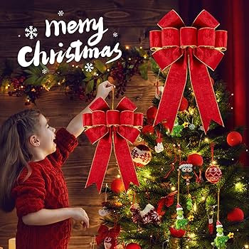 1Pack Large Christmas Bows Velvet Red Bows Holiday Red Christmas Bows Decorations for Wreath Velv... | Amazon (US)