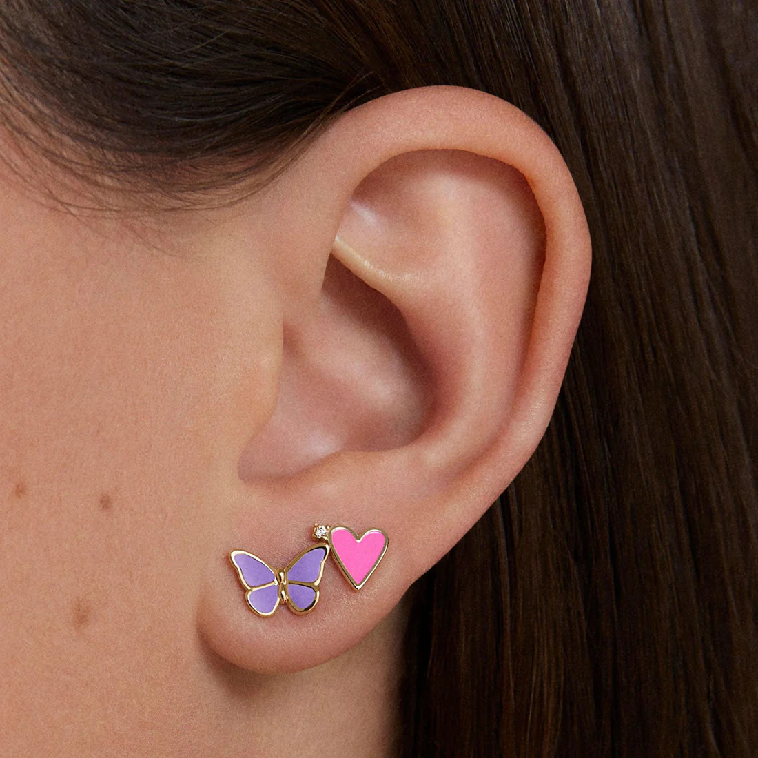 Neon Enamel Heart Studs Hypoallergenic | Rowan | Rowan
