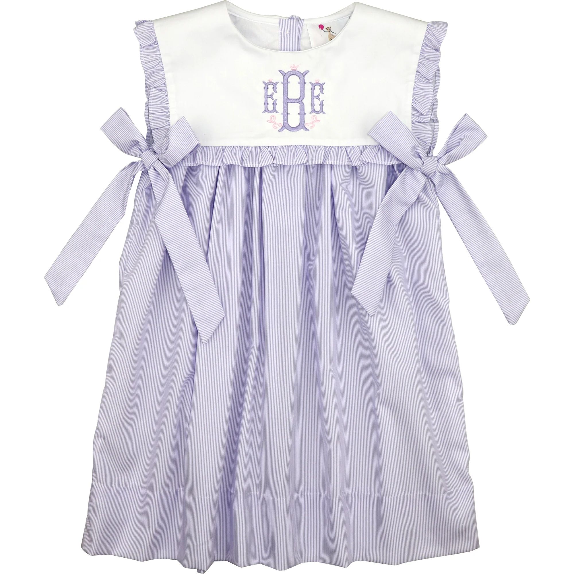 Lavender Mini Stripe Side Bow Dress | Eliza James Kids