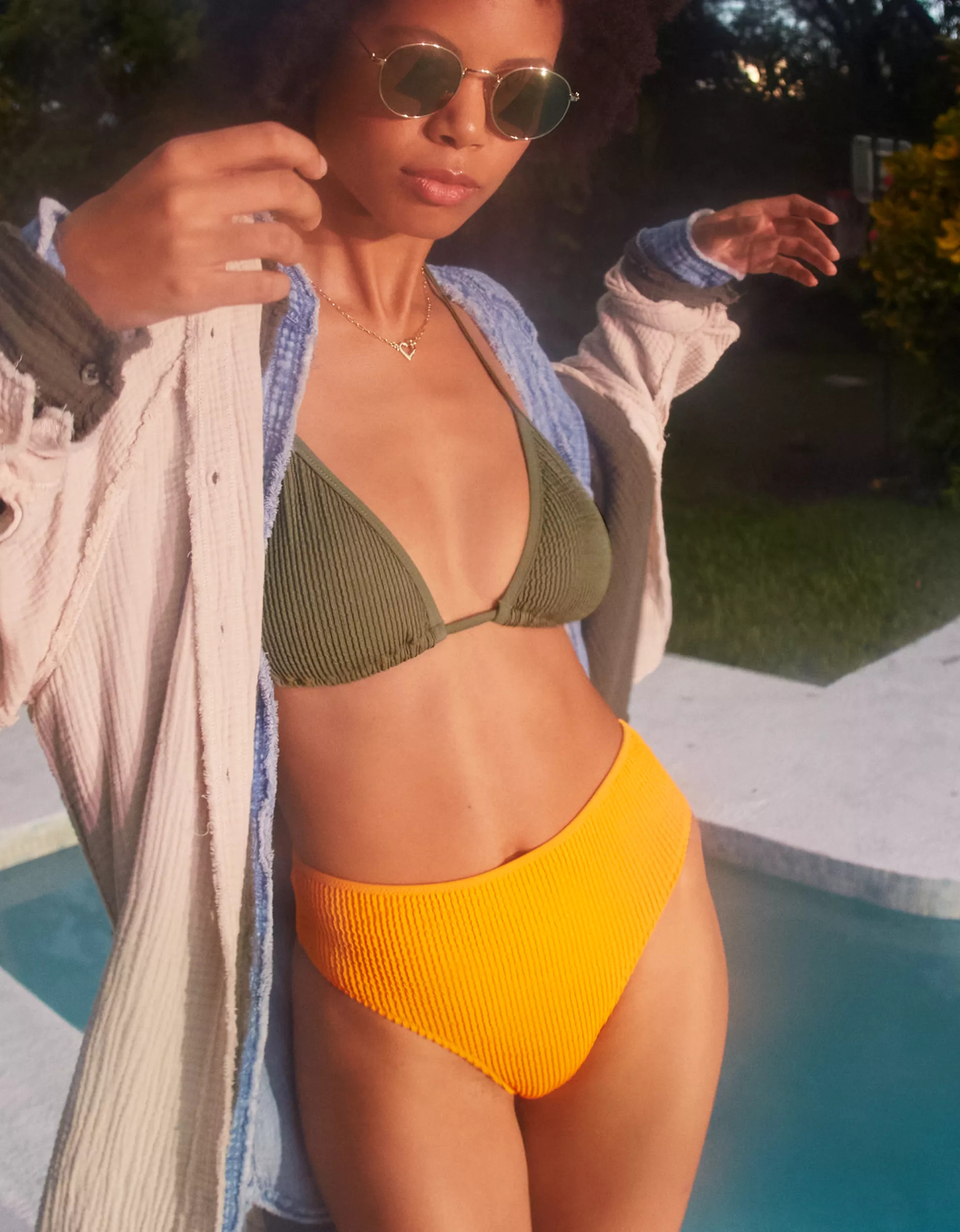 Aerie Crinkle High Cut Cheeky Bikini Bottom | Aerie