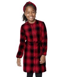 Girls Matching Family Buffalo Plaid Shirt Dress - classicred | The Children's Place