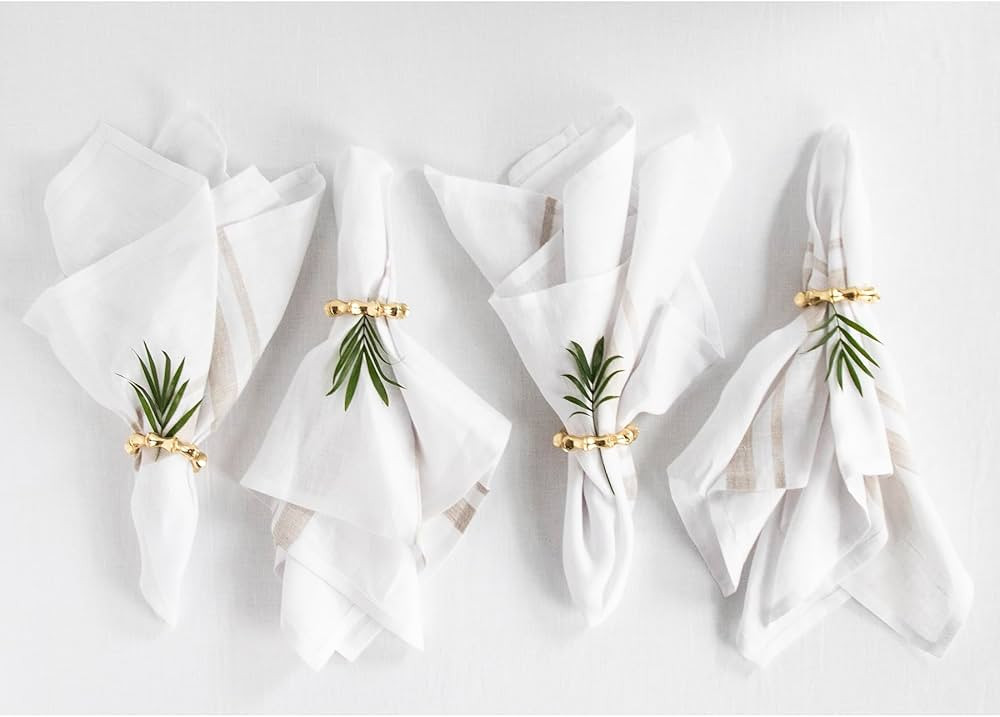 Solino Home French Linen Napkins Set of 4 – 100% Pure Linen Natural and White Cloth Napkins –... | Amazon (US)