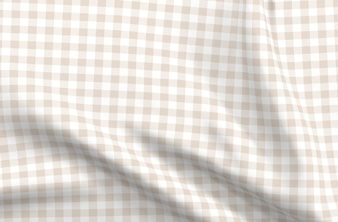 Spoonflower Fabric - Classic Traditional Country Neutral Natural Beige Taupe Gingham Check Printe... | Amazon (US)