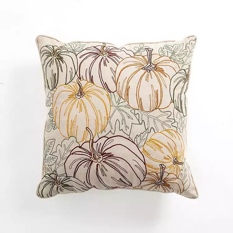 Multicolored Embroidered Pumpkins Pillow | Kirkland's Home