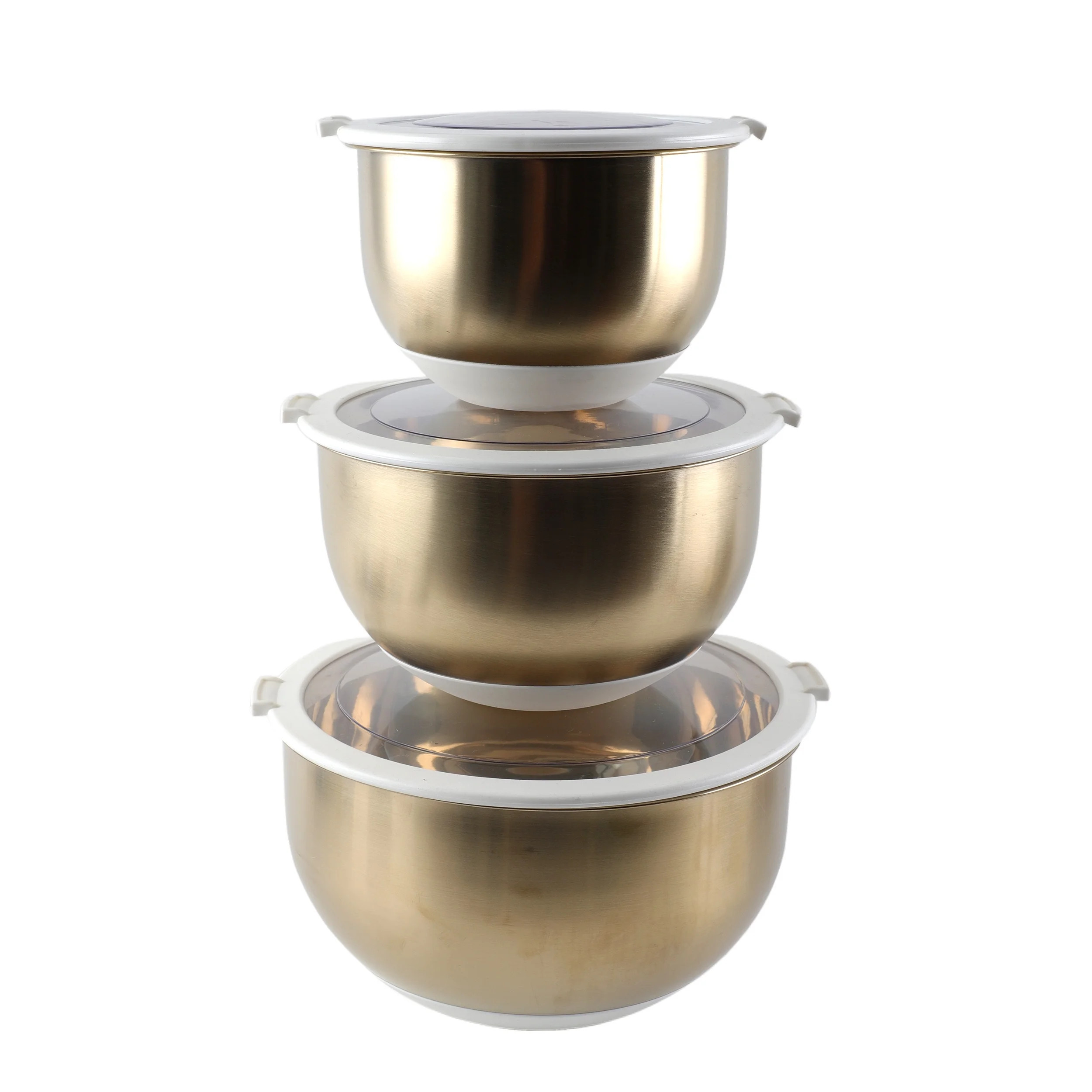 Cook with Color 3-Piece Stainless Steel Mixing Bowls with Clear Lids \u2013 Nesting, Durable & Sp... | Walmart (US)