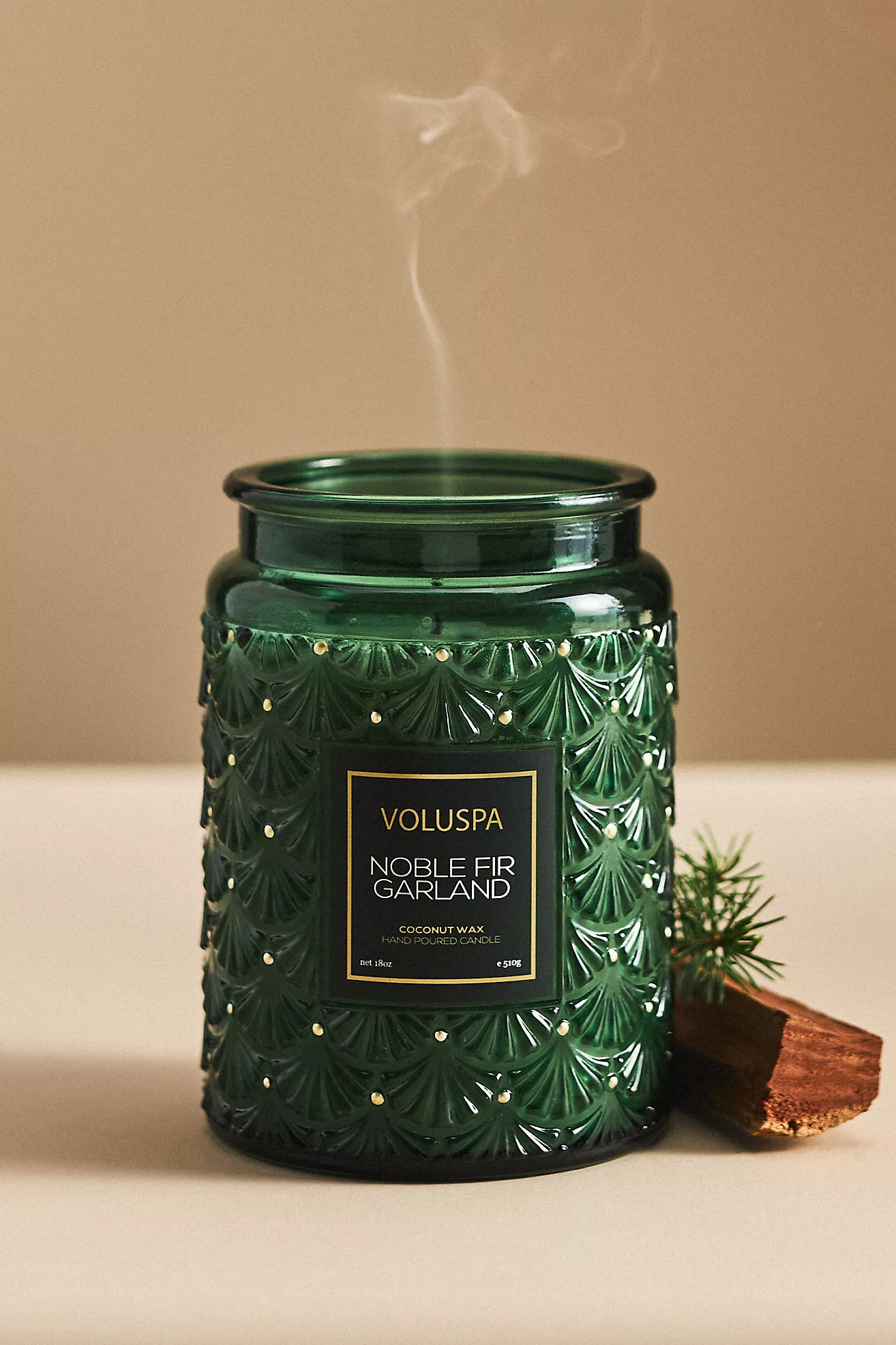 Voluspa Noble Fir Garland Glass Jar Candle | Anthropologie (US)