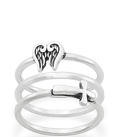 James Avery Angel Wings and Horizon Cross Ring Set - 9.5 | Dillard's
